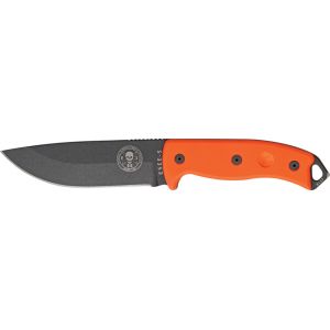 ESEE 5POR Black Powder Coated Fixed Blade Knife w/ Bright Orange G-10 Handle